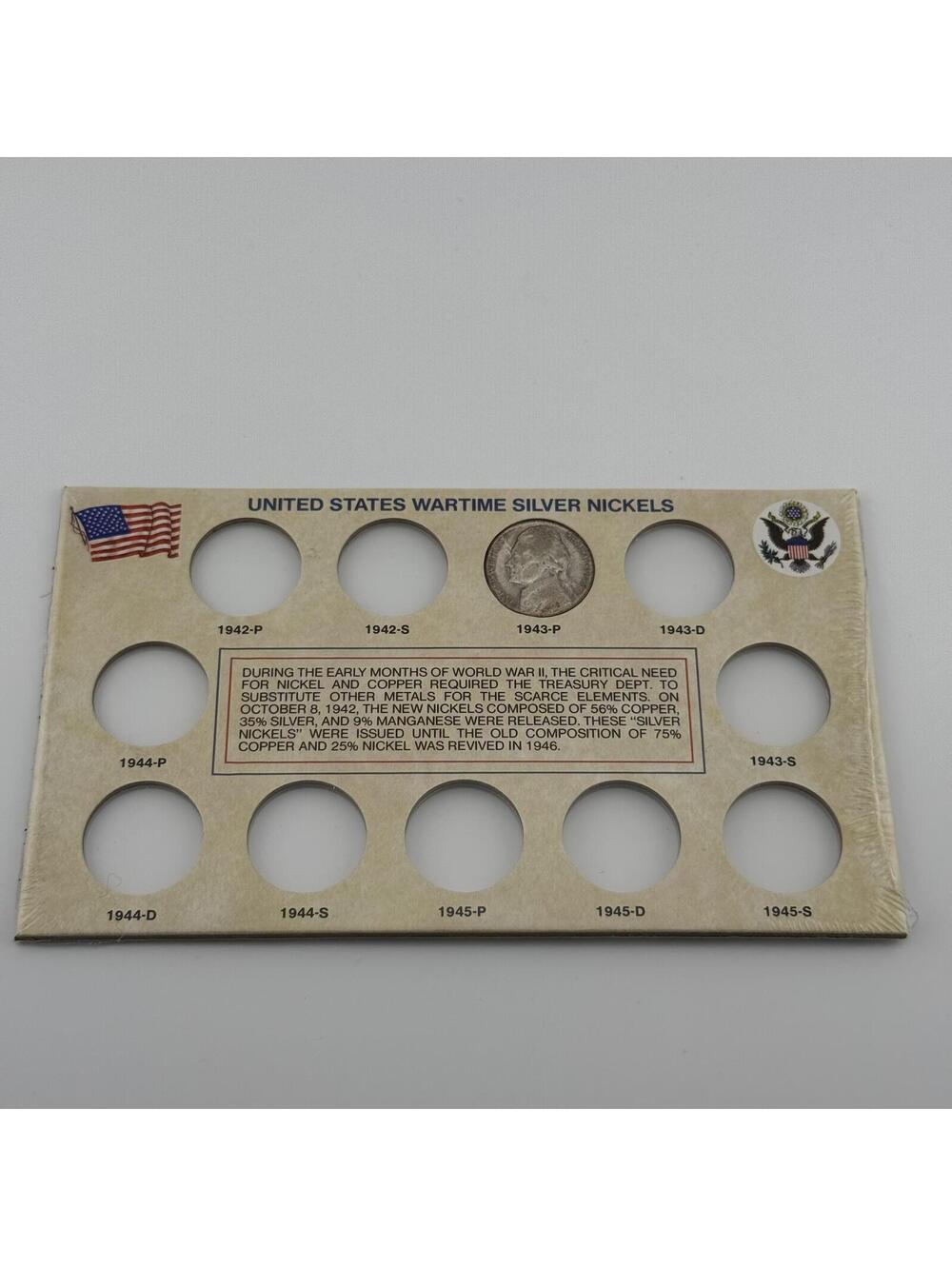 UNITED STATES WARTIME SILVER NICKELS 1943-P, SEALED!